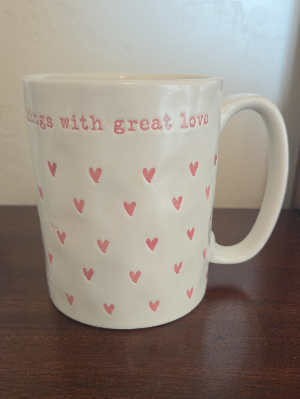 Sheffield Home White Mug with Pink Heart Pattern